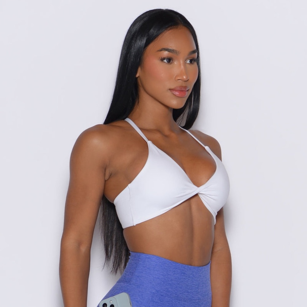 Bombshell Sportswear Twist mini bra in white size XL